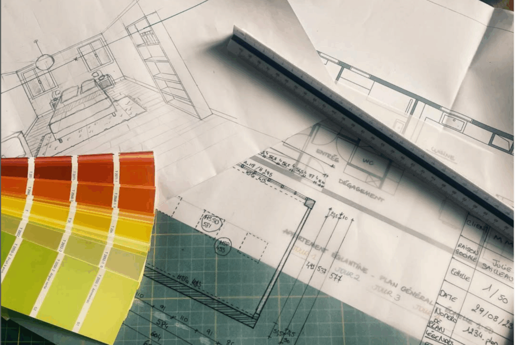 Réalisation de plan d'aménagement, recherche de matériaux et ambiance.
